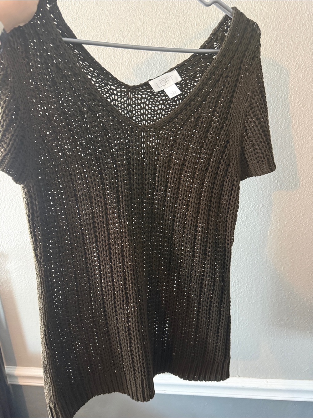 LOFT Brown Knit Short Sleeve Sweater - Picture 6 of 6